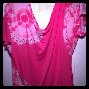 INC beach top: Pink tie dye with embellishments