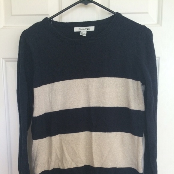 Navy and Gold Striped Sweater - Picture 1 of 2
