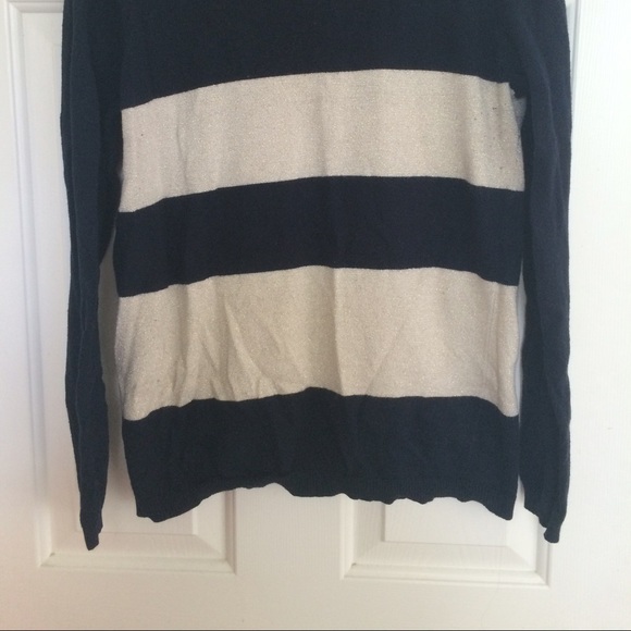 Navy and Gold Striped Sweater - Picture 2 of 2