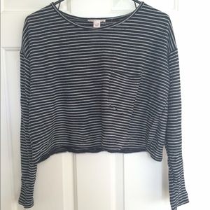 Black And White Pinstriped Crop Top