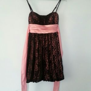 Pink and black lace dress