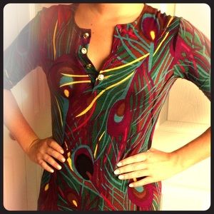 T-bags Multicolor Tunic with Gold Buttons