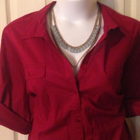 Deep red work shirt 5X