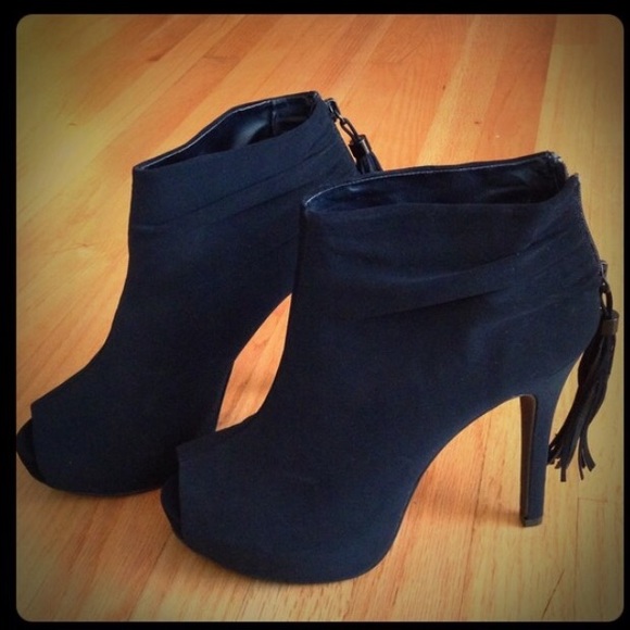 Rock & Republic Shoes - Rock & Republic Ultra Suede Peep-Toe Booties