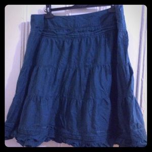 Full boho tiered cotton skirt in teal