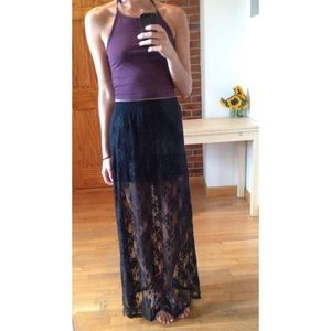 Lush Lace Black Maxi Skirt