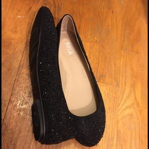Black flats with black rhinestones