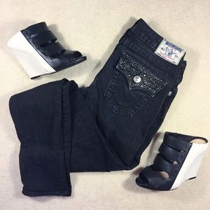 True Religion studded black skinny jeans