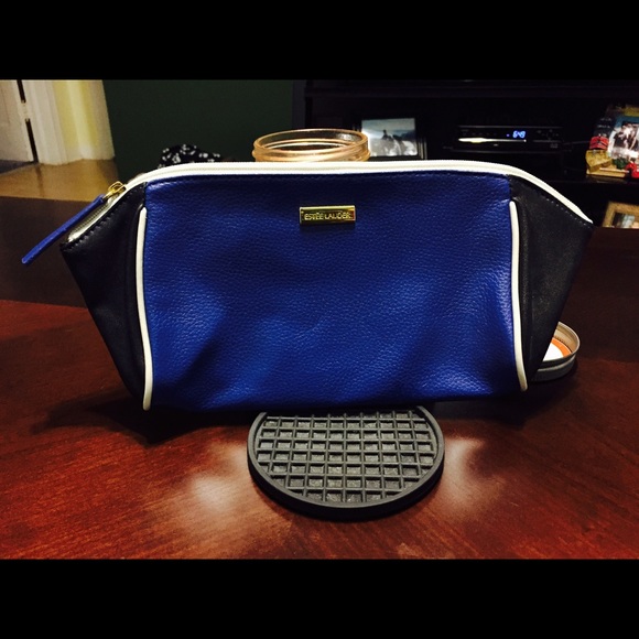 Estée Lauder black and blue cosmetic/travel bag
