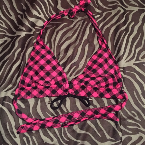 Pink & Black Plaid Bikini top.