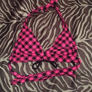 Pink & Black Plaid Bikini top.
