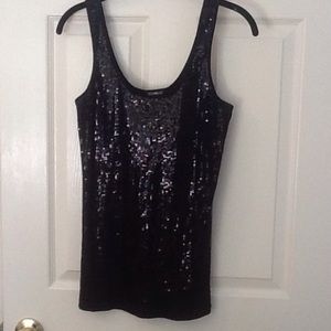 Black Sequined  Tank Top