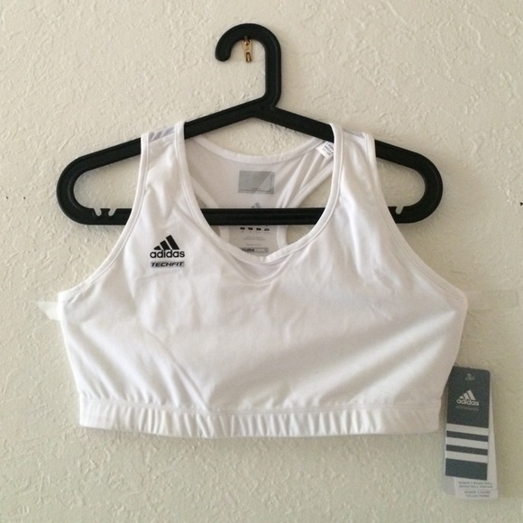 Adidas white sports bra tech fit