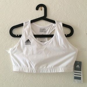 Adidas white sports bra tech fit