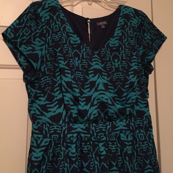 Teal and Navy Tribal Patterned Dress