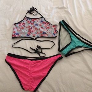 High neck tie around bathing suit set