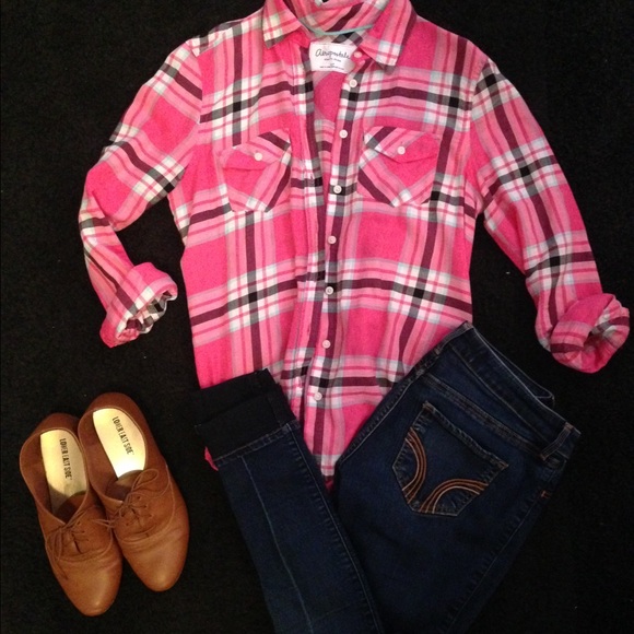 Pink plaid flannel top