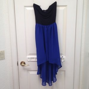 High low black and blue dress