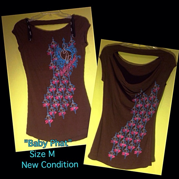 "Baby Phat" Brown Stretch Stylish Top Size: Medium