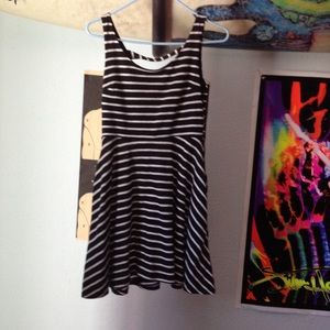 Black and white striped dress