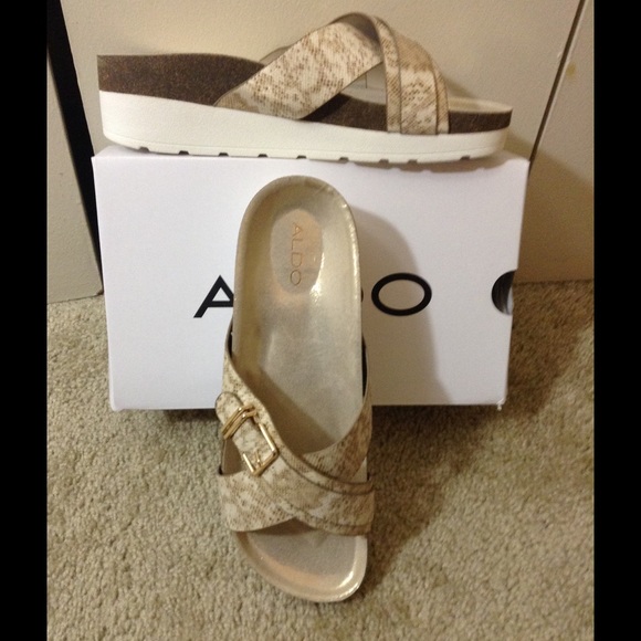 Aldo Sandals Gold and White