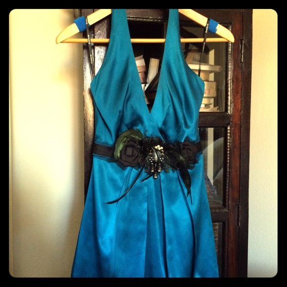 Bebe XS, gorgeous peacock bubble skirt dress