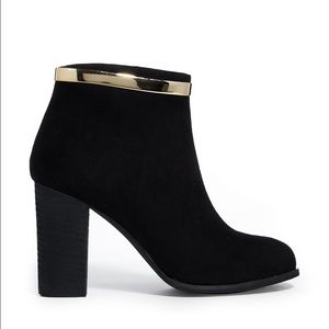 Suede booties with gold ankle