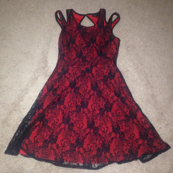 Black and red lace dress