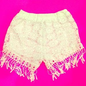 White crochet shorts
