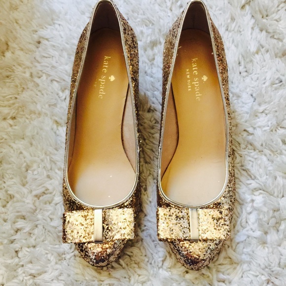 kate spade Shoes - Kate Spade glittery gold heels
