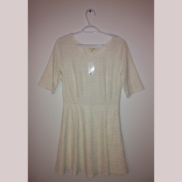 Maison Jules White-Silver Textured Dress