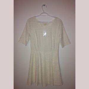 Maison Jules White-Silver Textured Dress