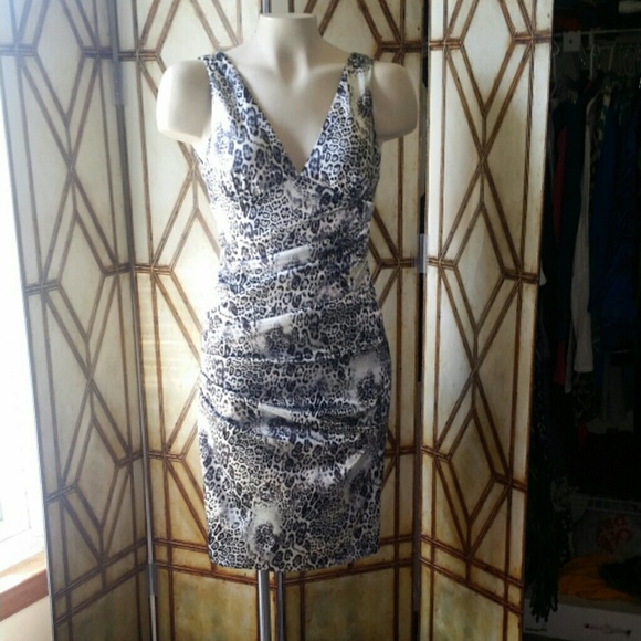 Elegant Formal Ruched Animal Print Dress