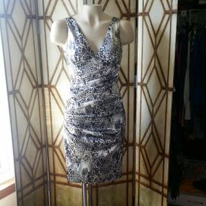 Elegant Formal Ruched Animal Print Dress