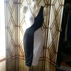 Black & White Side Cut Out Color Block Dress