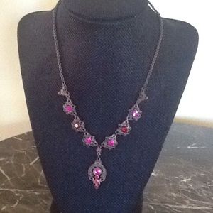 Bright Pink  Crystal Necklace