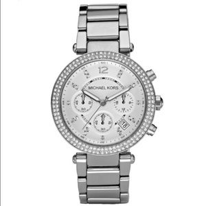 Michael Kors	
Parker Glitz Watch, Silver Color