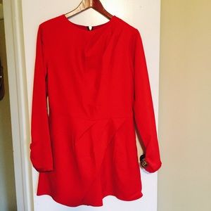 Red Dolce Vita romper, ruched and waisted!