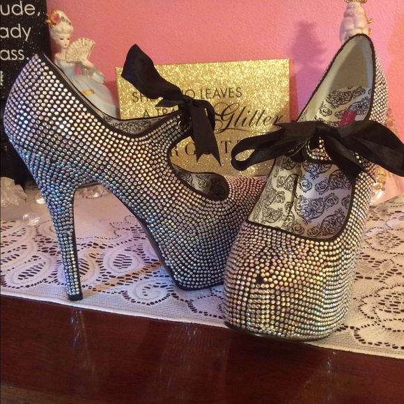 Black rhinestone heels.