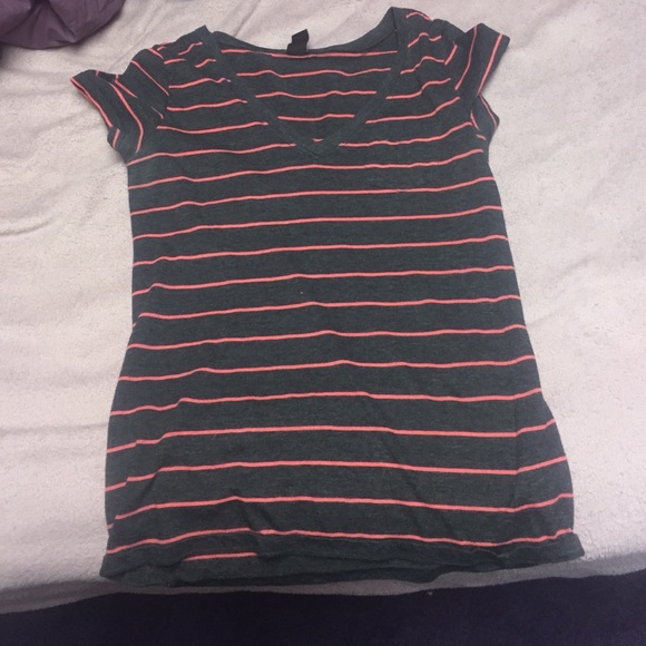 dark grey with pink stripes shirt