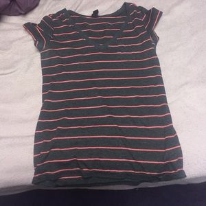 dark grey with pink stripes shirt