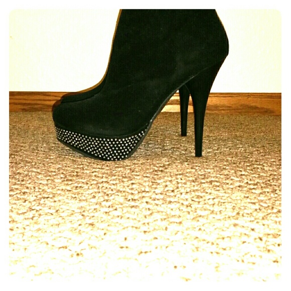 Black dazzled ankle heels - Picture 1 of 2
