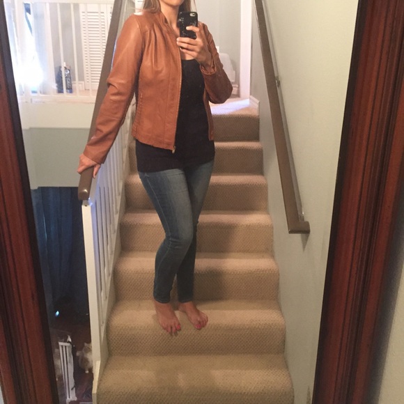 Vegan brown leather jacket