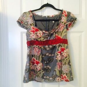Nanette Lepore Silk Floral Blouse