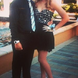 Deb black bejeweled homecoming dress