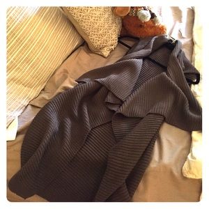 Brown knitted, Large, sleeveless Cardigan.