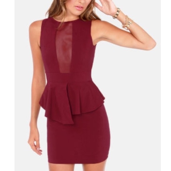 NWT: Burgundy bodycon peplum dress