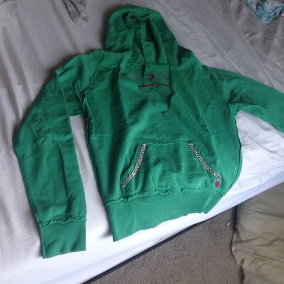 Green lazy day sweatshirt with diamond detailing - Picture 1 of 4