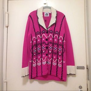 Hot Pink Beaded Sweater by Storybook Knits
