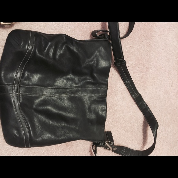 Authentic Coach black leather cross body bag